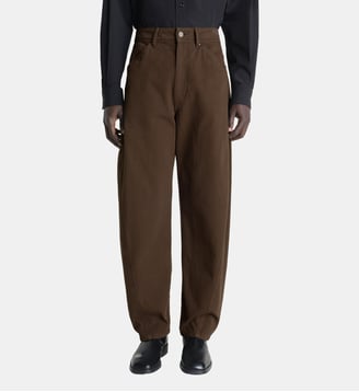 Pantalon Twisted Workwear yed Heavy Broken Twill en coton - Lemaire - Cacao