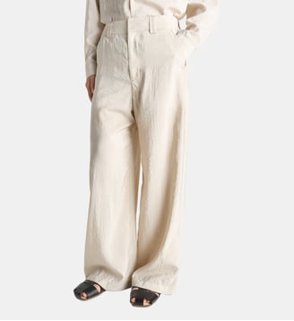 Pantalon droit en soie mélangée - Lemaire - Beige