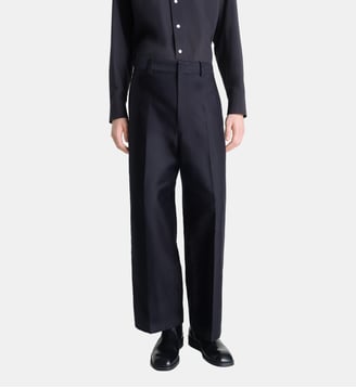 Pantalon large Workwear en coton satin - Lemaire - Noir