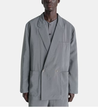 Veste classique ample en soie mélangée fermeture deux boutons - Lemaire - Aluminium