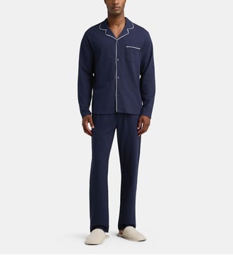 Pyjama long Dello en coton bio - Galeries Lafayette - Bleu marine