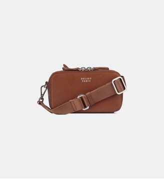 Sac pochette Le Cuir Lisse Mini - Delsey Paris - Cognac