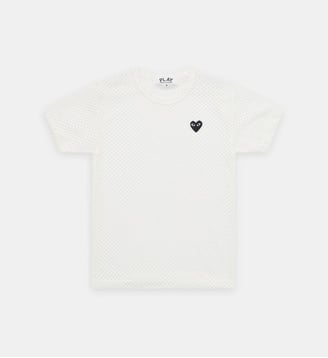 T-shirt droit en maille ajourée - Comme des Garçons PLAY - White