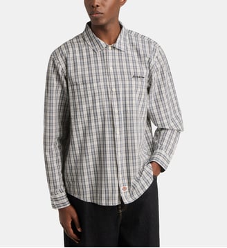 Chemise droite Wellsville tartan coton - Dickies - Blanc et bleu