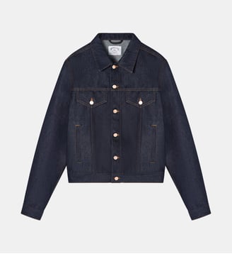 Blouson droit en denim fermeture boutonnée - Emporio Armani - Bleu denim