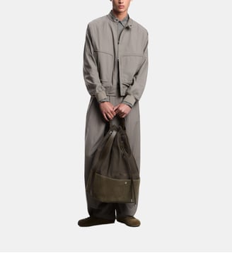 Blouson droit court en laine finition lisse - Emporio Armani - Gris
