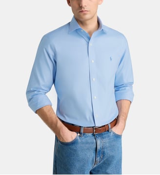 Chemise droite signature en coton piqué - Polo Ralph Lauren - Bleu
