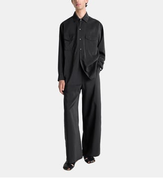 Chemise droite convertible en soie mélangée - Lemaire - Black