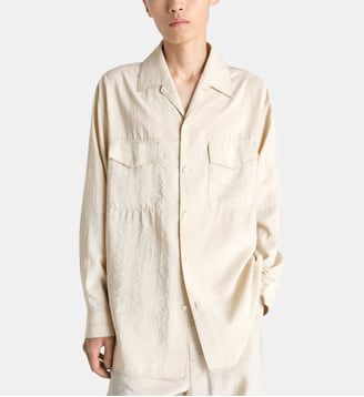 Chemise droite convertible en soie mélangée - Lemaire - Beige