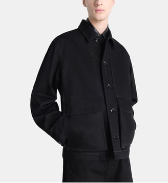 Veste droite en coton col chemise - Lemaire - Black