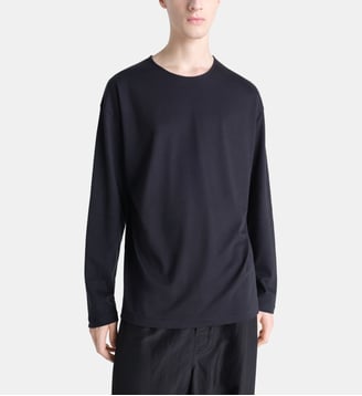 T-shirt à manches longues droit en coton et en soie - Lemaire - Noir
