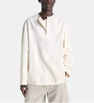 Top vareuse droit en coton et soie - Lemaire - Beige clair