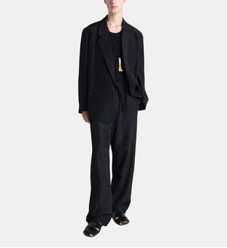 Manteau blazer ample en lin mélangé - Lemaire - Black