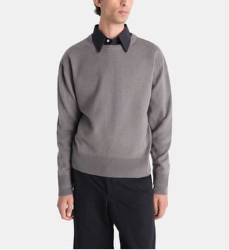 Pull droit en laine mélangée - Lemaire - Gris foncé