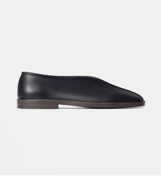 Slippers Flat Piped en cuir - Lemaire - Chocolat noir