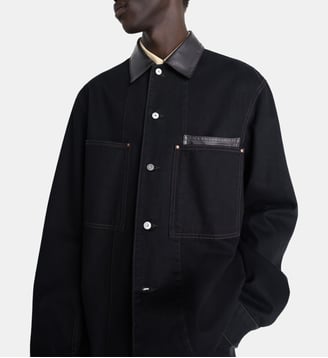Surchemise Workwear droit en denim col en cuir - Lemaire - Black