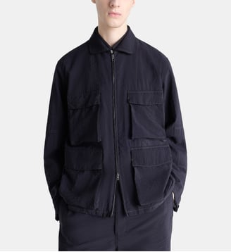 Veste classique 3D poche plaquée en coton mélangé - Lemaire - Gris foncé