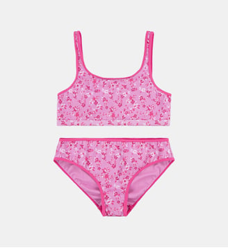 Maillot de bain 2 pièces motif fleuri - Abercrombie Kids - Rose et rouge