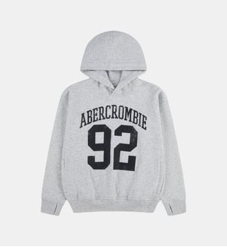 Hoodie droit coton mélangé signature - Abercrombie Kids - Gris chiné