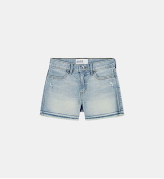 Short en jean décontracté taille haute - Abercrombie Kids - Bleu clair