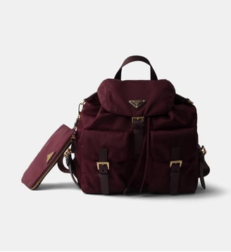 Sac à dos moyen signature détails en cuir  - Prada - Bordeaux