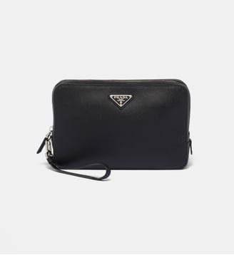 Pochette en cuir Saffiano signature - Prada - Noir