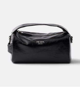 Sac à bandoulière en cuir signature - Prada - Noir