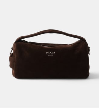 Sac à bandoulière en cuir de veau velours signature - Prada - Marron