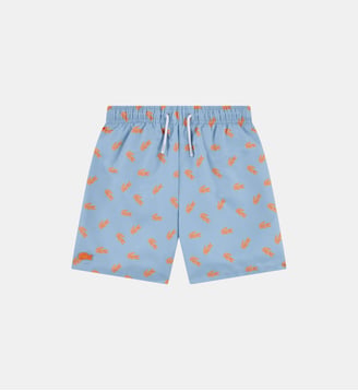 Short de bain imprimé crocodile all-over - Lacoste - Bleu et orange