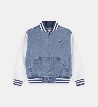 Veste bomber droite en jean - Levi's Kids - Bleu et blanc