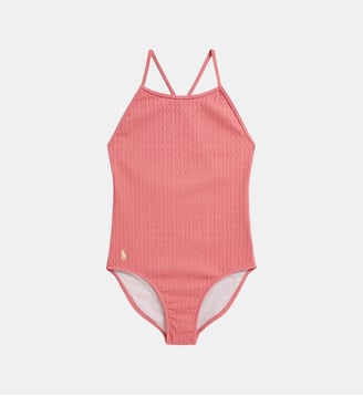 Maillot une pièce jacquard torsadé - Polo Ralph Lauren - Rose