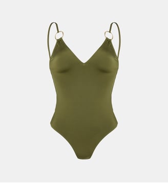 Maillot de bain 1 pièce Prisca anneaux et perles - Chichi Castelnango - Kaki