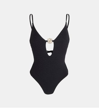 Maillot de bain 1 pièce Gigi stretch texturé - Chichi Castelnango - Noir et doré