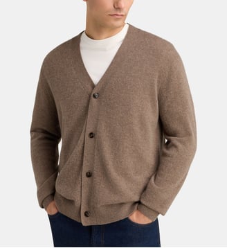 Cardigan droit Cachcardi cachemire - Galeries Lafayette - Marron moyen