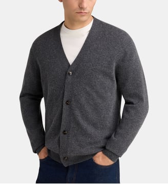Cardigan droit Cachcardi cachemire - Galeries Lafayette - Gris foncé