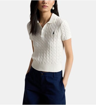 Polo ajusté torsadé en coton signature - Polo Ralph Lauren - White