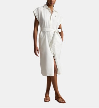 Robe-chemise ceinturée en coton Oxford signature - Polo Ralph Lauren - Blanc