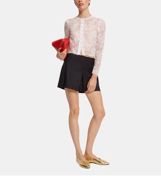 Top Lili ajusté manches longues motif ajouré dentelle - Roseanna - Myrtille