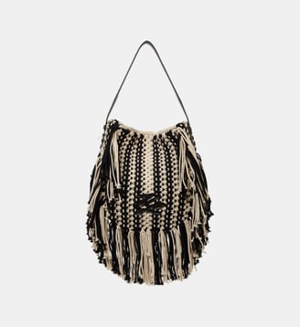 Sac à main à franges - Karl Lagerfeld - Noir et blanc