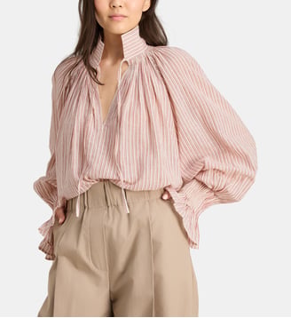 Blouse ample Wheela coton - Laurence Bras - Beige et rouge