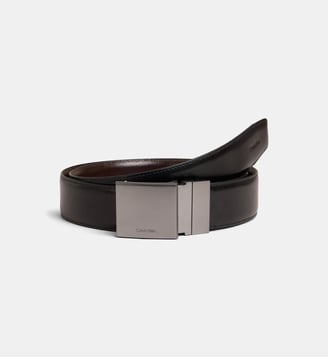 Ceinture cuir boucle plaque - Calvin Klein - Noir