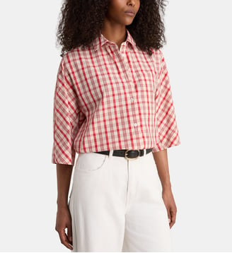 Chemise droite carreaux coton - Laurence Bras - Rouge