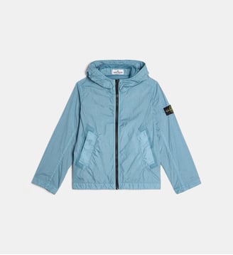 Coupe-vent à capuche signature en nylon - Stone Island - Bleu moyen
