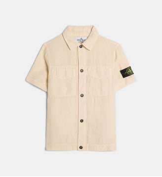Chemisette droite signature en lin - Stone Island - Écru