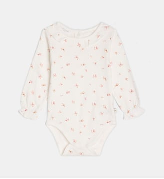 Body Terise en coton bio maille pointelle - Cadet Rousselle - Écru et rose
