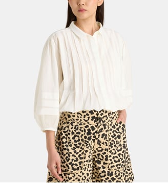 Blouse cintrée Chimi plis coton bio - Leon & Harper - Blanc
