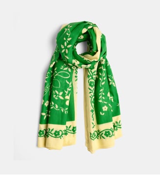 Foulard Emile à motif floral en coton bio - Leon & Harper - Vert