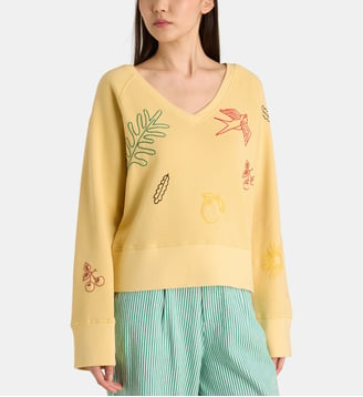 Sweat Shavi broderies coton bio - Leon & Harper - Jaune
