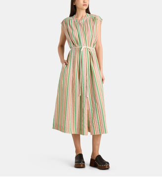 Robe longue ample Richie rayée coton bio - Leon & Harper - Multicolore