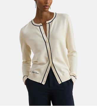 Cardigan droit col rond - Lauren Ralph Lauren - Beige